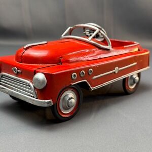 Vintage Style Red‎ Tin Convertible Toy Car Metal Decorative Collectible 7.5 Inch